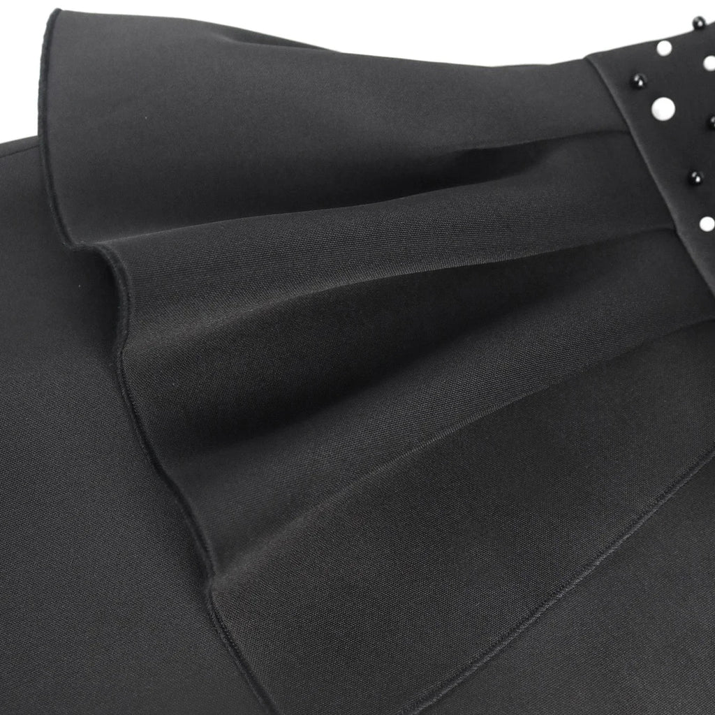 Elegant Beaded O Neck Sheath Dress With Ruffles Mid Calf