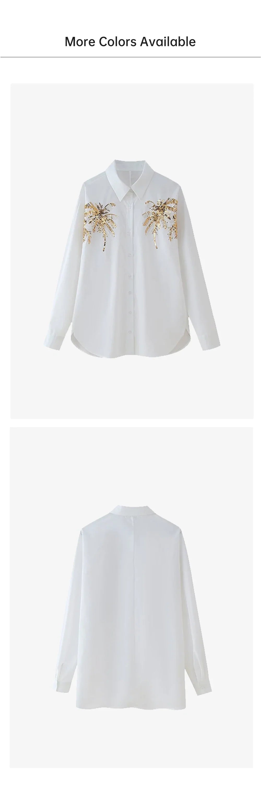 Casual Women's Long Sleeve Shirt Top with Bead Embroidery Loose Fit Relaxed Stylish Versatile Fashion Blouse