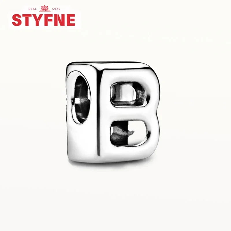 Silver 925 Alphabet Charm Beads A-Z for DIY Jewelry and Bracelet Making Gifts for Women