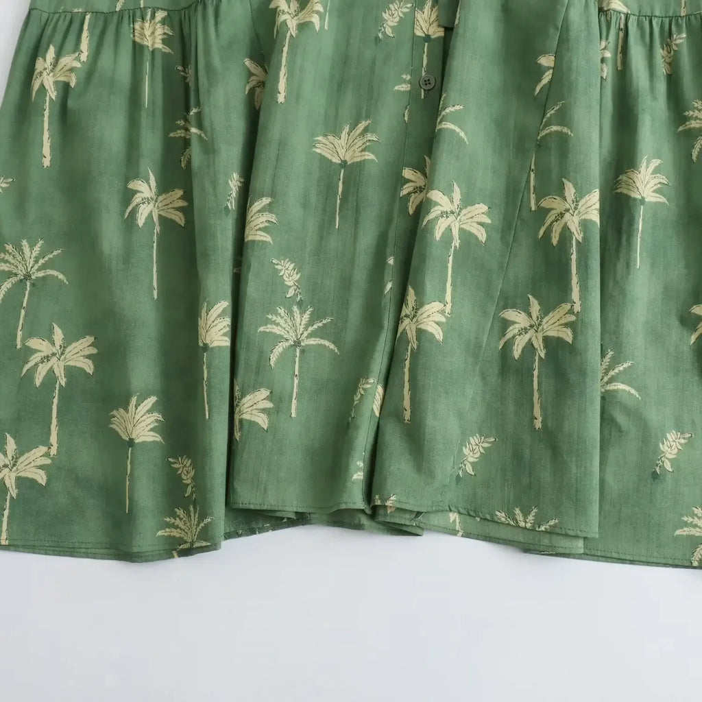 Printed Belted Long Sleeve Shirt Dress Chic Spring Women