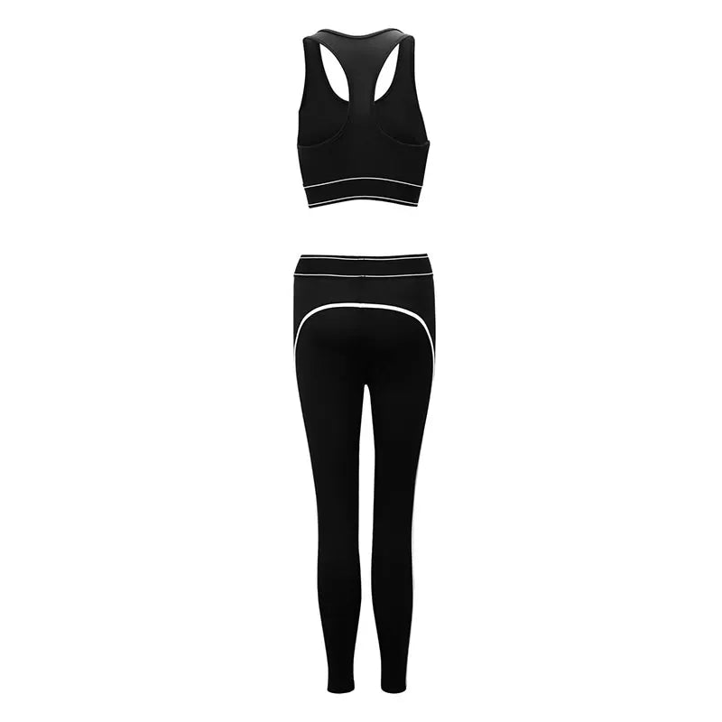 Summer Women Sports Two Piece Set Crop Top and Bodycon Pants Activewear
