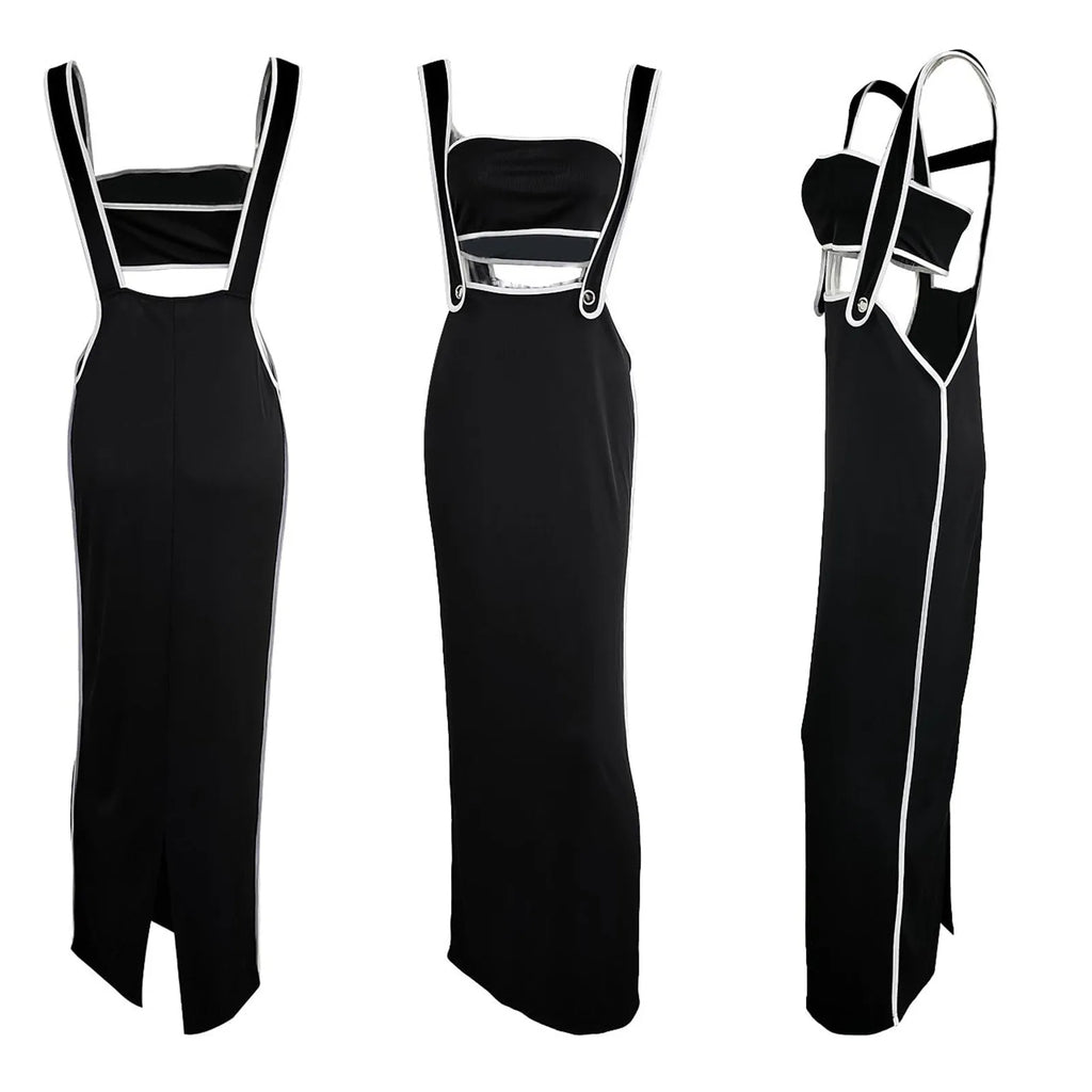 Two Piece Bodycon Crop Top Maxi Skirt Set For Women