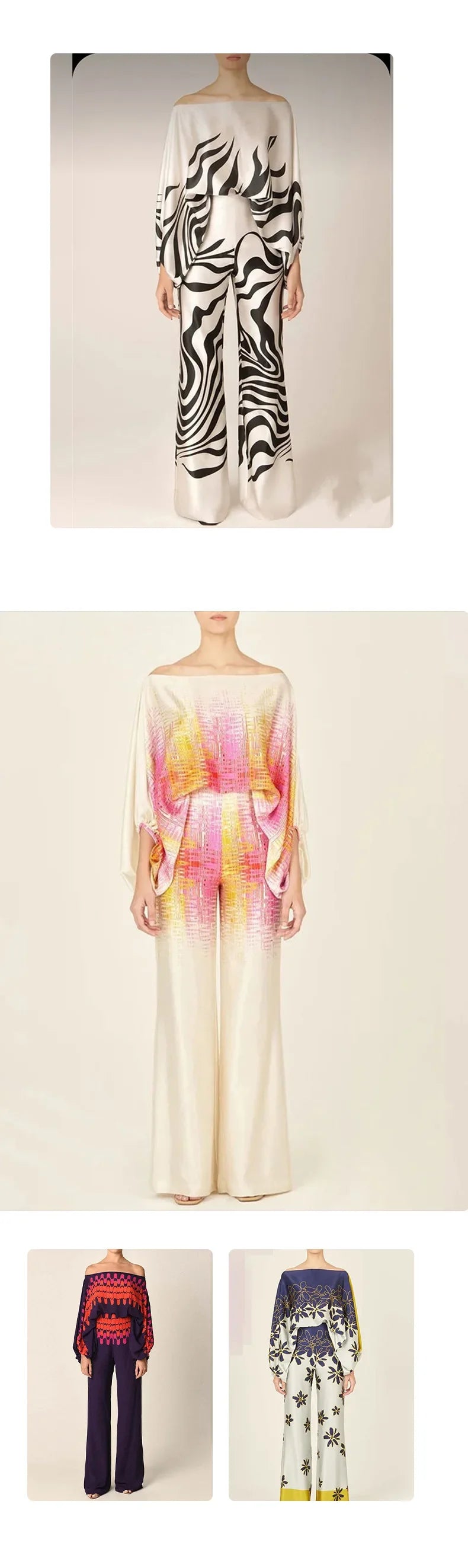 Women's Off Shoulder Satin 2-Piece Set with Lantern Sleeve Top and Wide Leg Pants for Elegant Office Wear