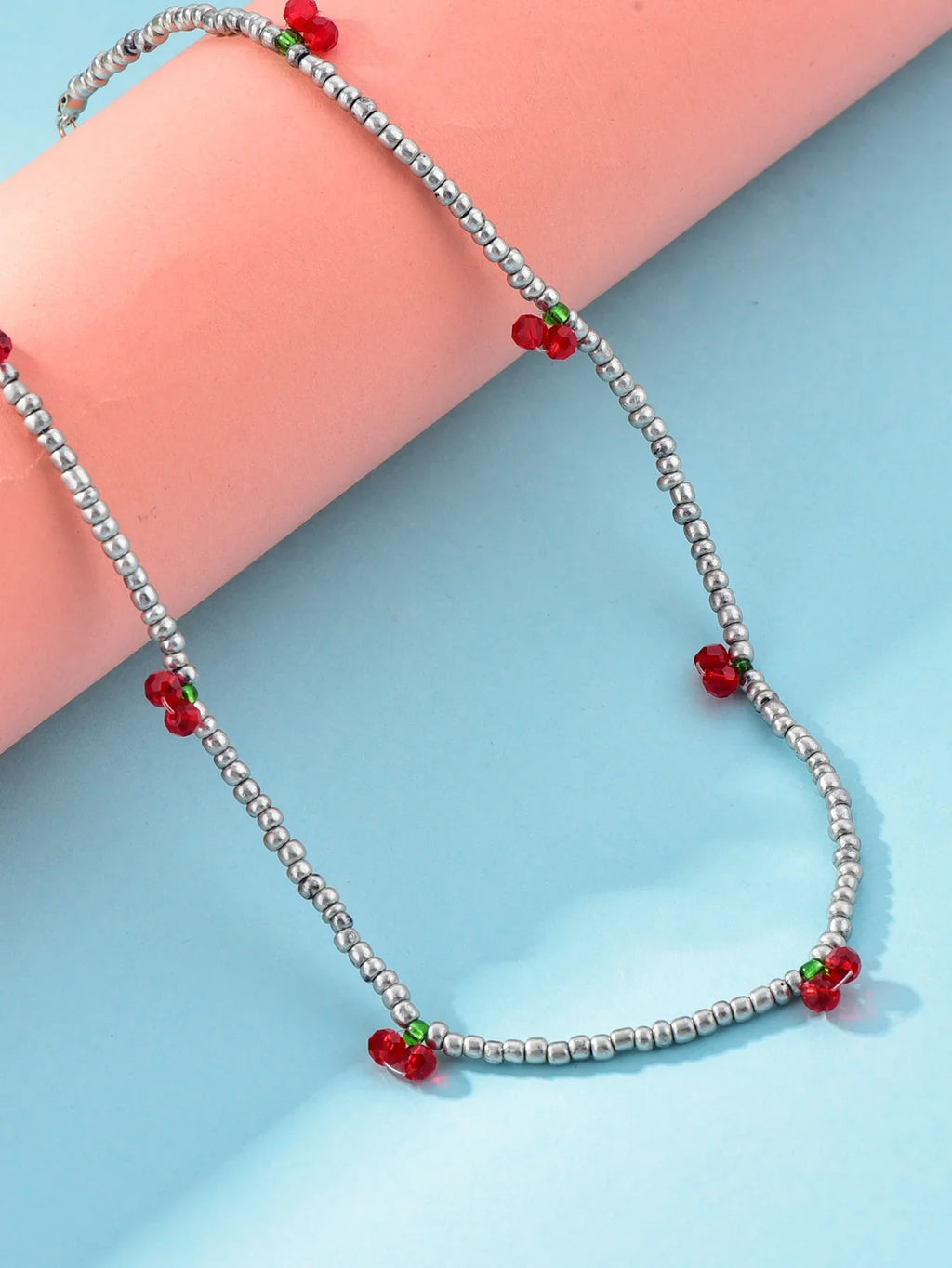 Summer Strawberry Cherry Beaded Necklace for Women - Fresh and Lovely Rice Beads