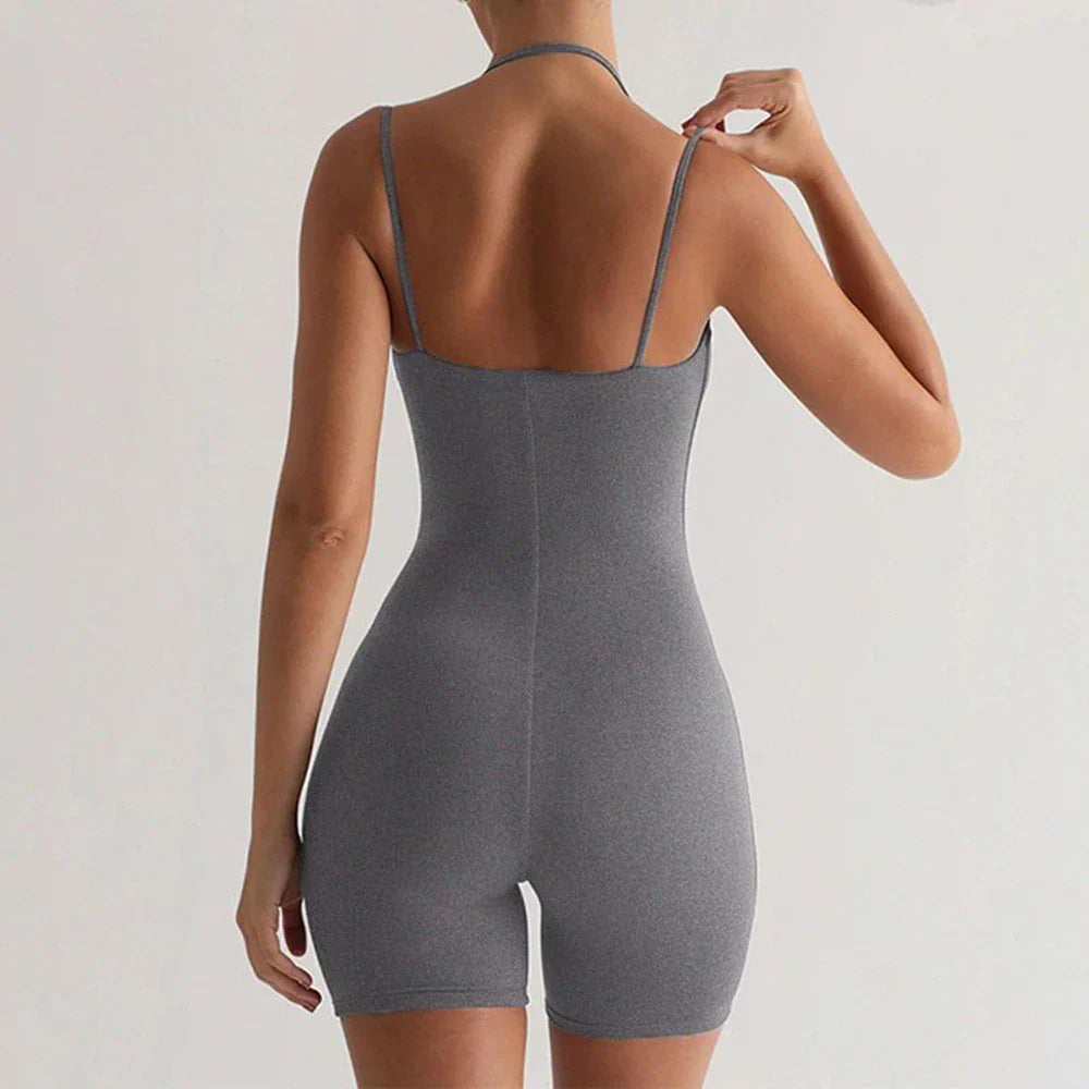 Womens Sexy Bodycon Skinny Yoga Playsuit One Piece Spaghetti Strap Camisole Romper Stretch Fitness Activewear