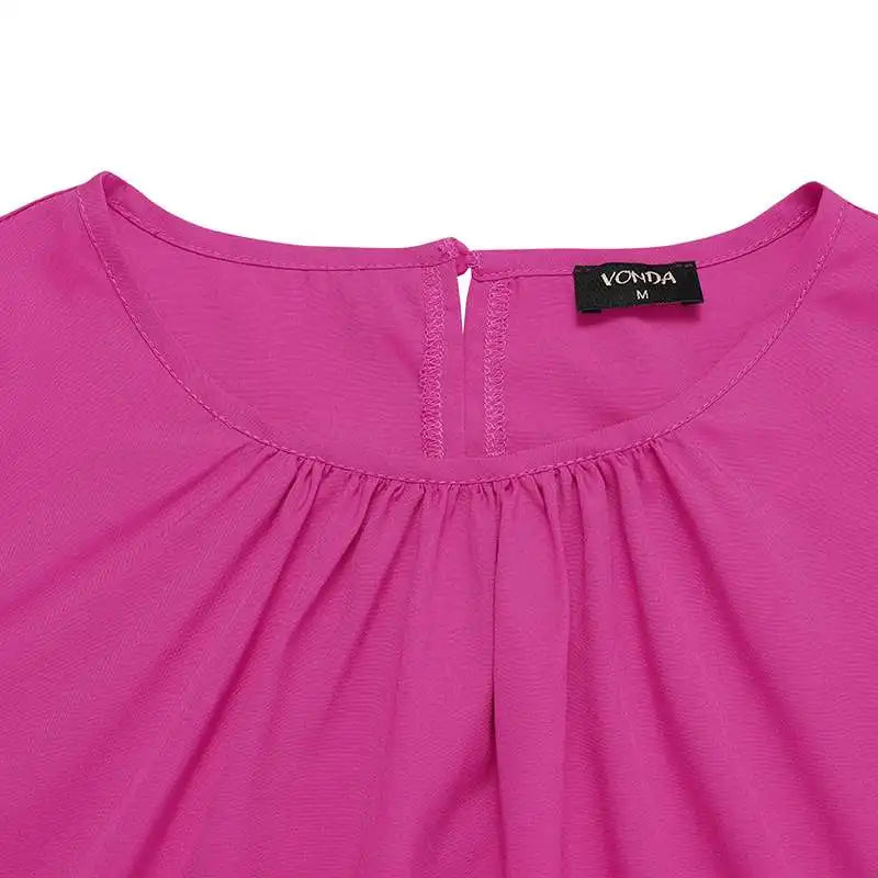 Elegant Chic Summer Puff Sleeve Mini Dress With Pockets