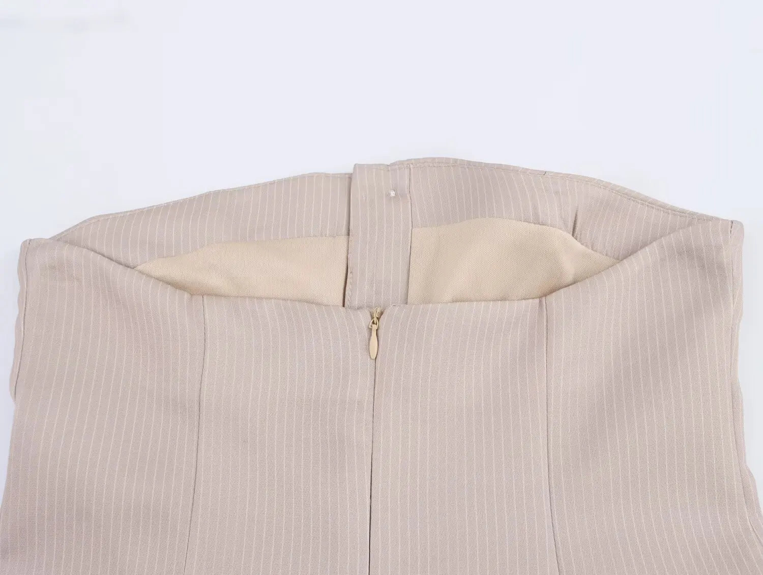 A Line Pleated Stripe Dress For Women Solid Color Back Zip