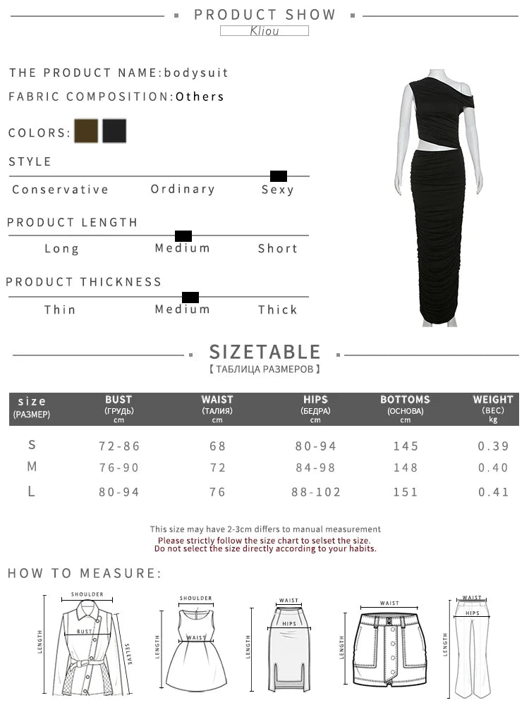 Summer Solid Color Pleated Oblique Shoulder Dress for Women