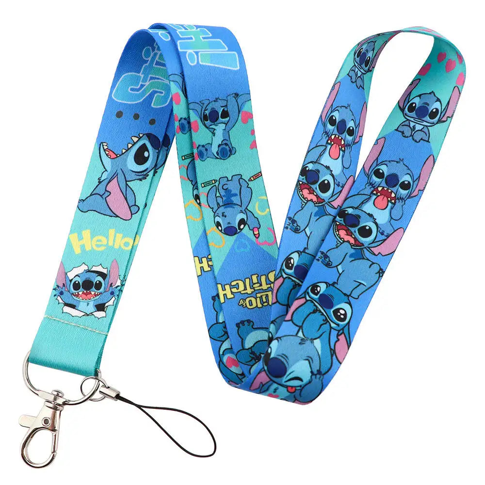 Stitch Cute Cartoon Animation Lanyard for Keys ID Credit Card Pass Mobile Phone Charm Neck Strap Badge Holder