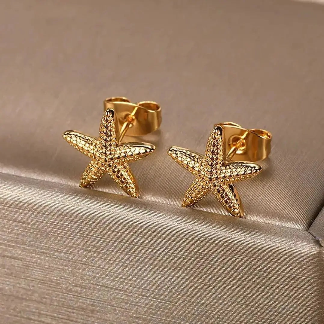 Vintage Starfish Stainless Steel Stud Earrings for Women Ocean Inspired Jewelry Gift