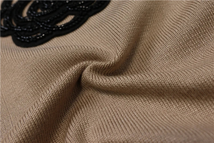 Knitted Loose Women Pant Suit Set with O Neck Pullover and Wide Leg High Waist Pants