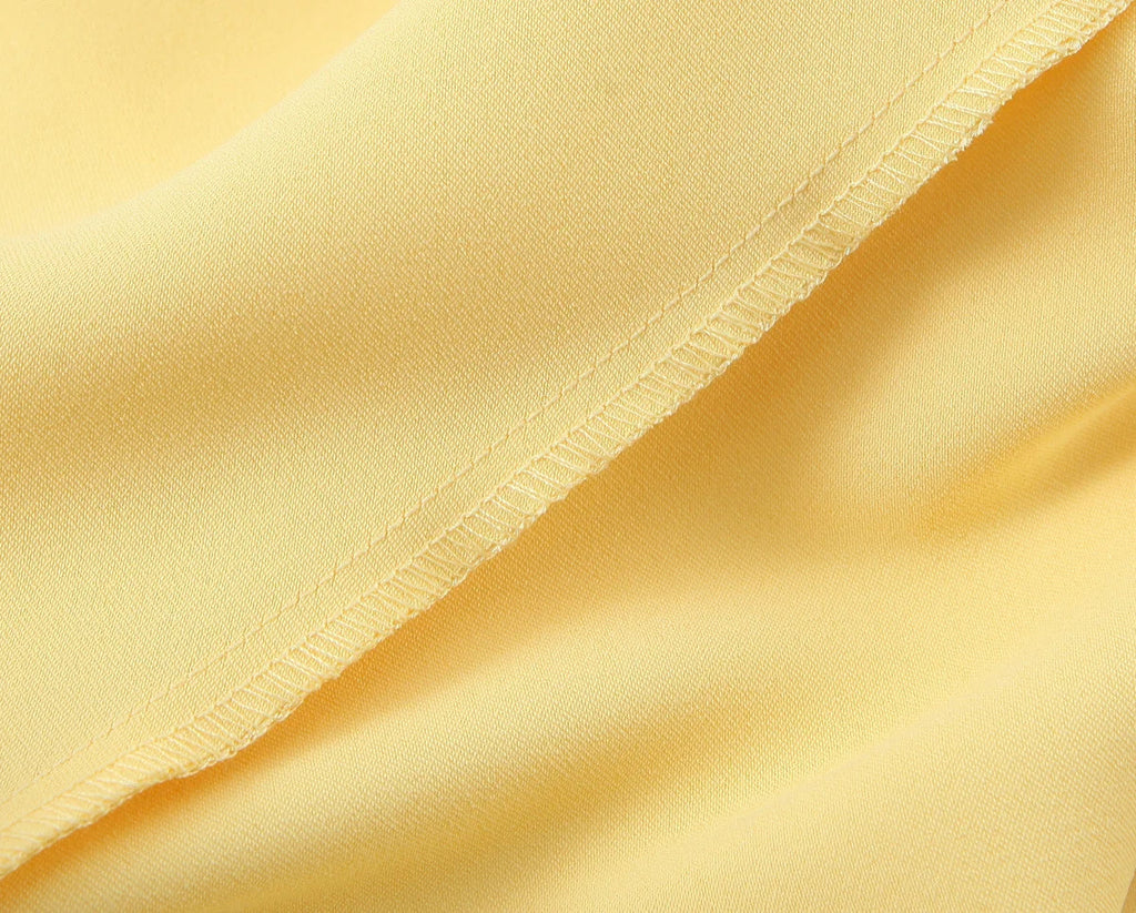 Yellow Satin Dress V Neck Backless For Women Party Evening