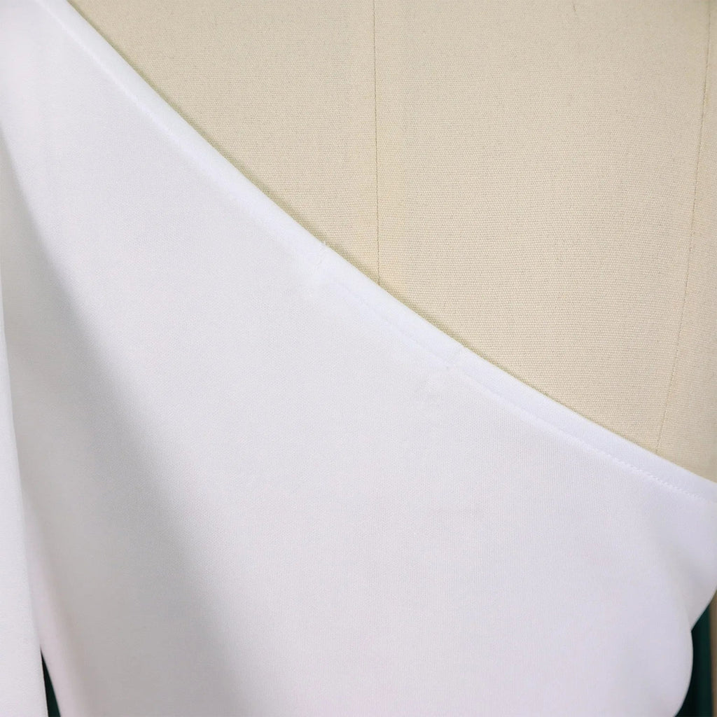 One Shoulder Bow Dress A Line Pleated Mid Calf Party Dress