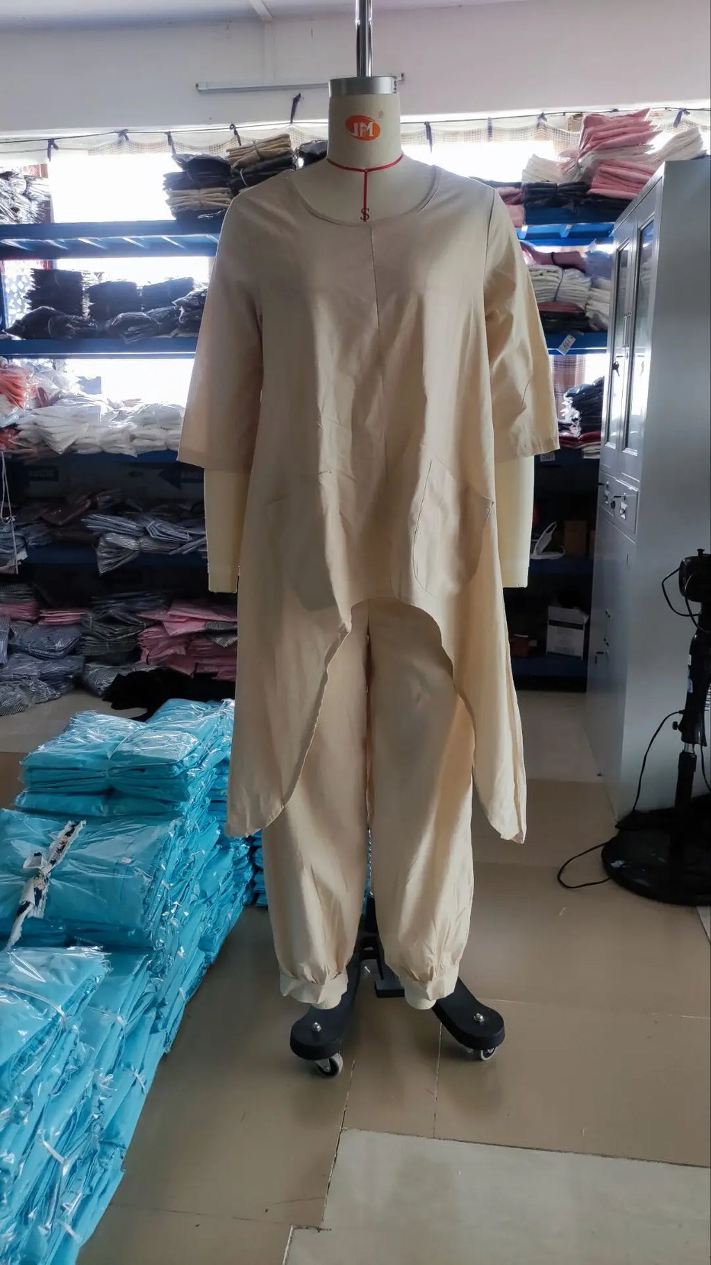 Casual Loose Cotton Linen Top with Irregular Hem and Elegant Loose Leg Pants Two Piece Set