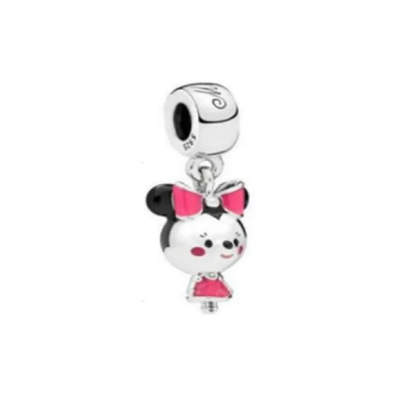 Disney 925 Sterling Silver DIY Charm Compatible With 3mm Bracelets Featuring Mickey Mouse Ferris Wheel And Suitcase Designs