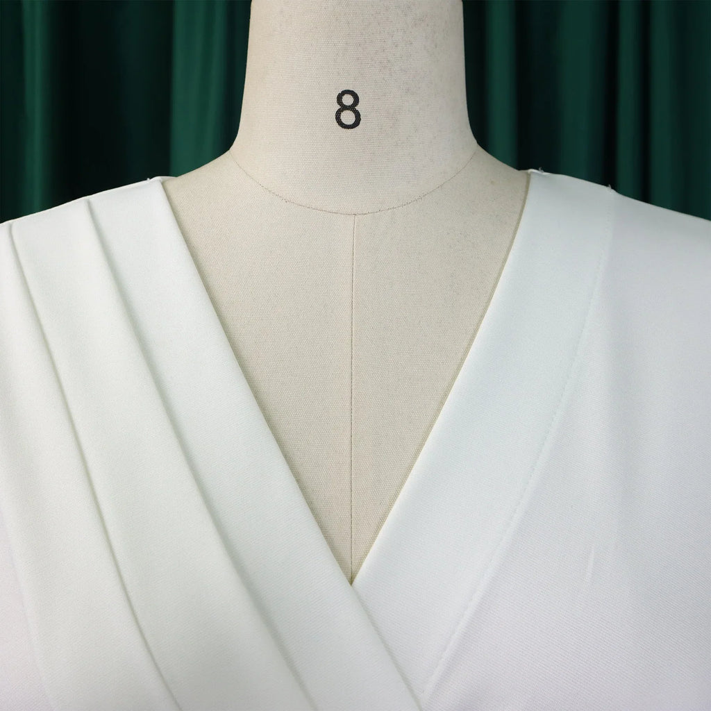 V Neck Office Dress For Women Belted Pleated Mid Calf