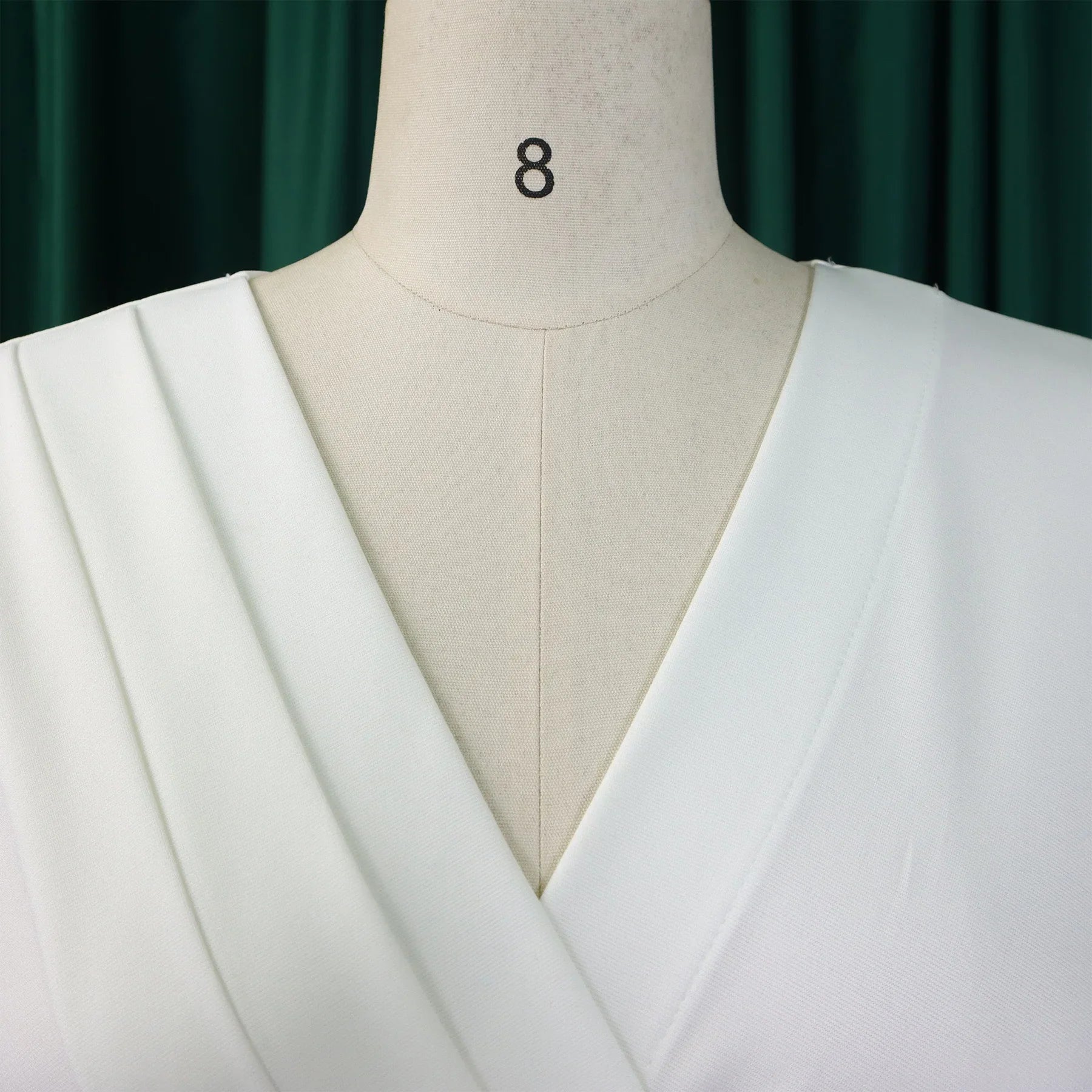 V Neck Office Dress For Women Belted Pleated Mid Calf