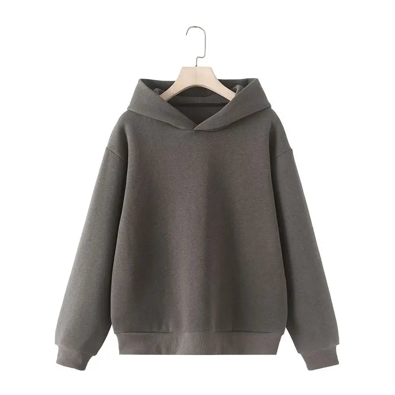 Solid Hoodie Top and Wide Leg Long Pant Set for Women with Elastic Waist and Chic Lace-Up Design