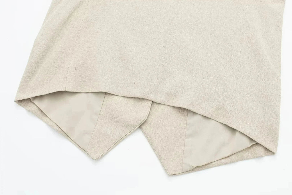 Casual Linen Sleeveless V-Neck Vest for Women Single Breasted Office Fashion Lightweight Linen Top