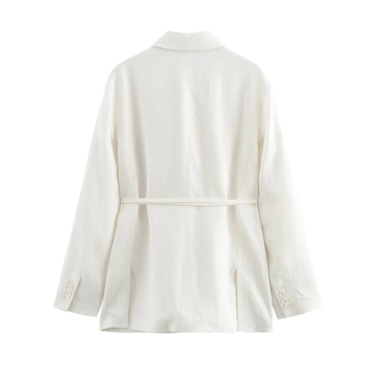 Women's Casual Chic Blended Suit Jacket and Straight Trousers Set for Spring and Summer