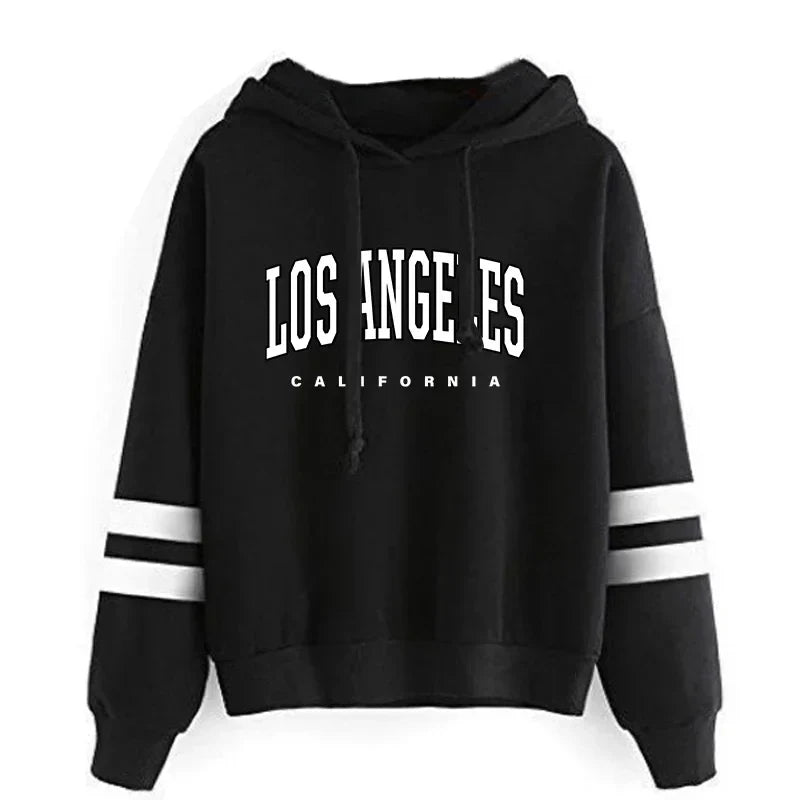 Casual Women's Hoodie Sweatshirt for Outdoor Activities Stylish Tracksuit with Stripe Printing