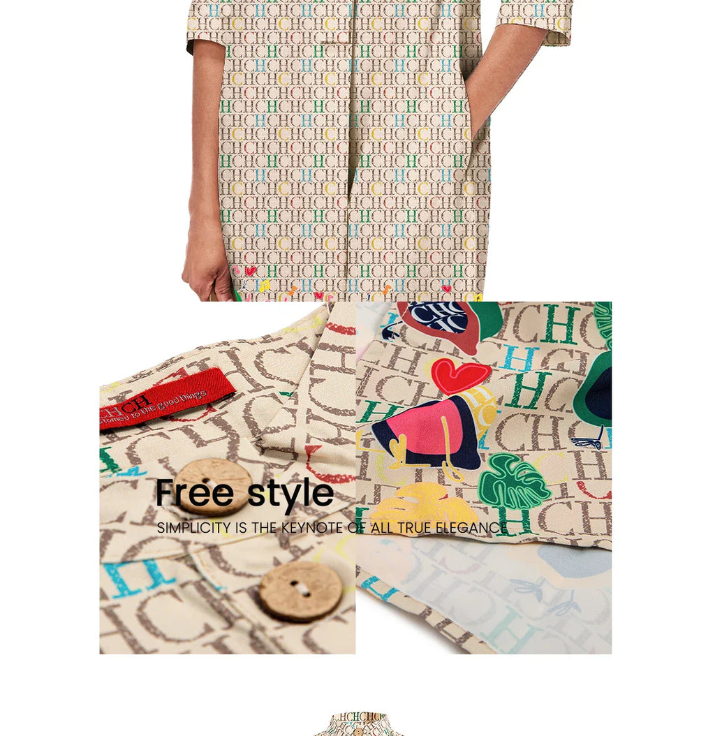 Khaki Printed Long Dress For Women Casual Loose Fit Maxi