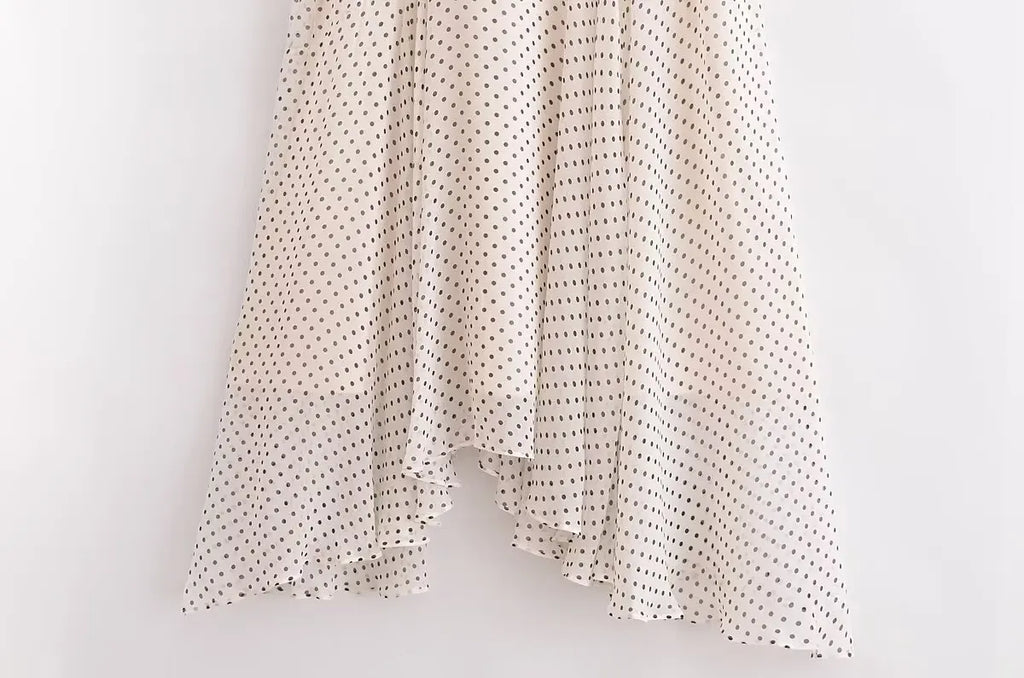 Polka Dot Midi Dress For Women Halter Neck Backless Pleated