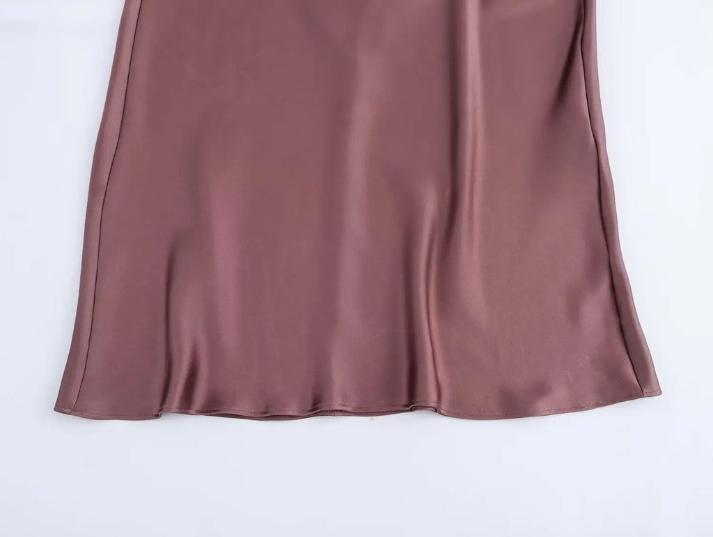 Satin Cowl Neck Maxi Dress With Spaghetti Straps Occasion