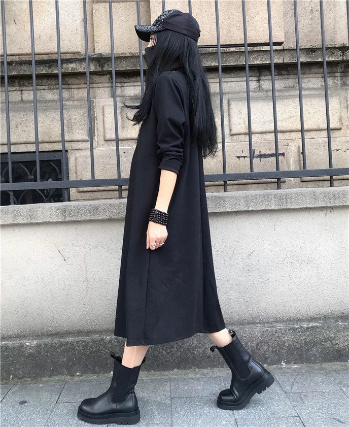 Loose Printed Turtleneck Dress For Women Elegant Casual