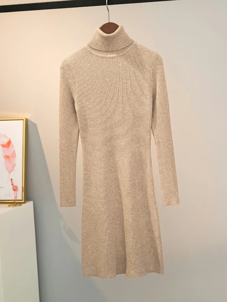 Vintage Knit Dress Women Long Sleeve Bodycon Party Wear