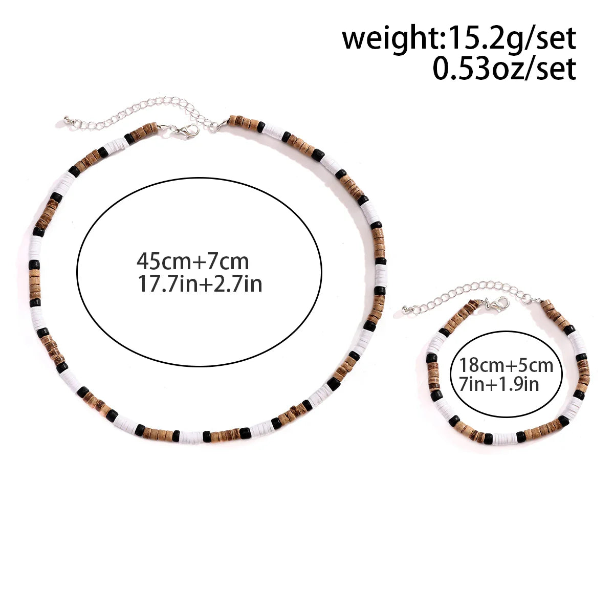 Vintage Natural Clay Beads Bracelet Necklace Set for Men Tribal Jewelry