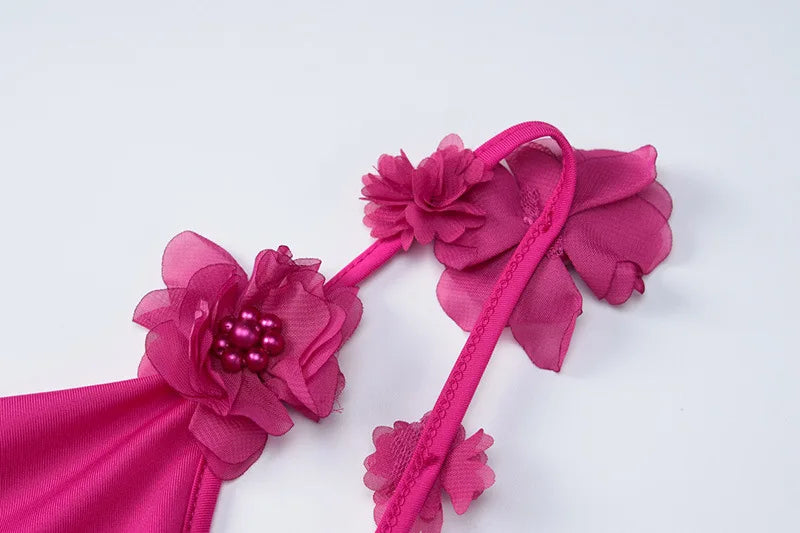 Rose Red Backless Strap Maxi Dress Women Bodycon Party