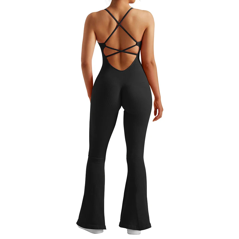 Solid Body-Shaping Sleeveless Skinny Jumpsuit Women Casual Square Collar One Piece Romper Sporty Bodysuit