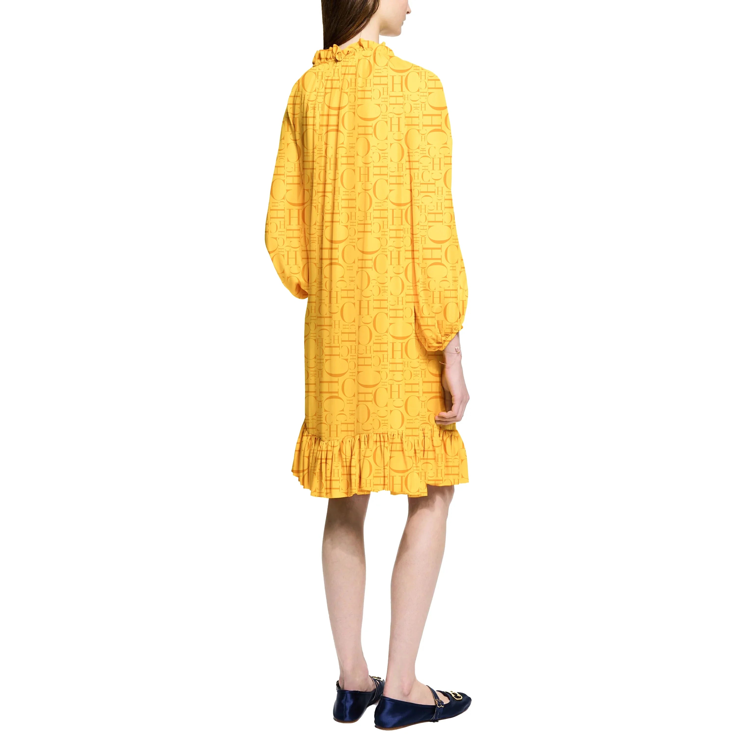 Women's Round Neck Print Dress Loose Casual Long Sleeve