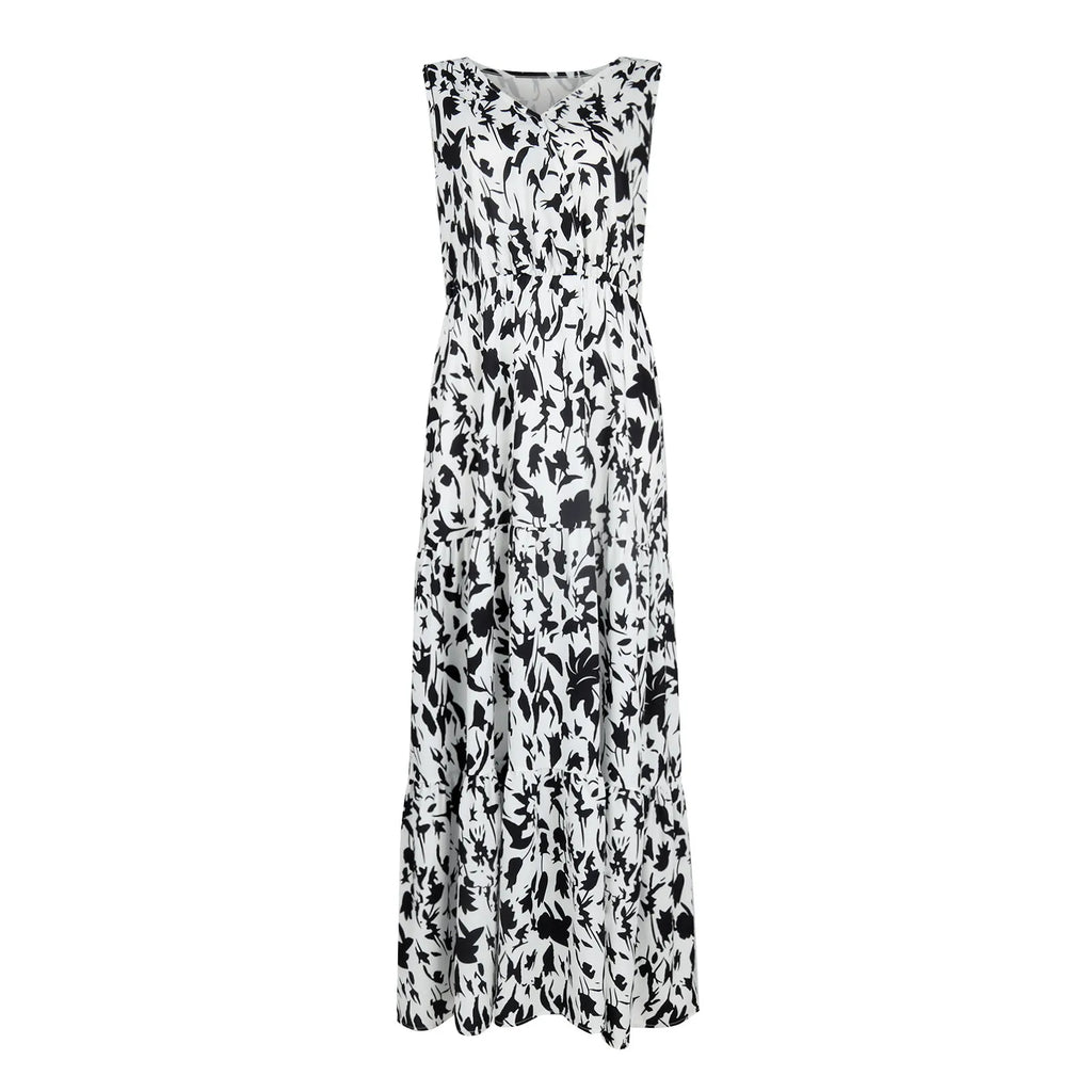 Floral Summer Dress With V Neck Suspender Flowing Fit