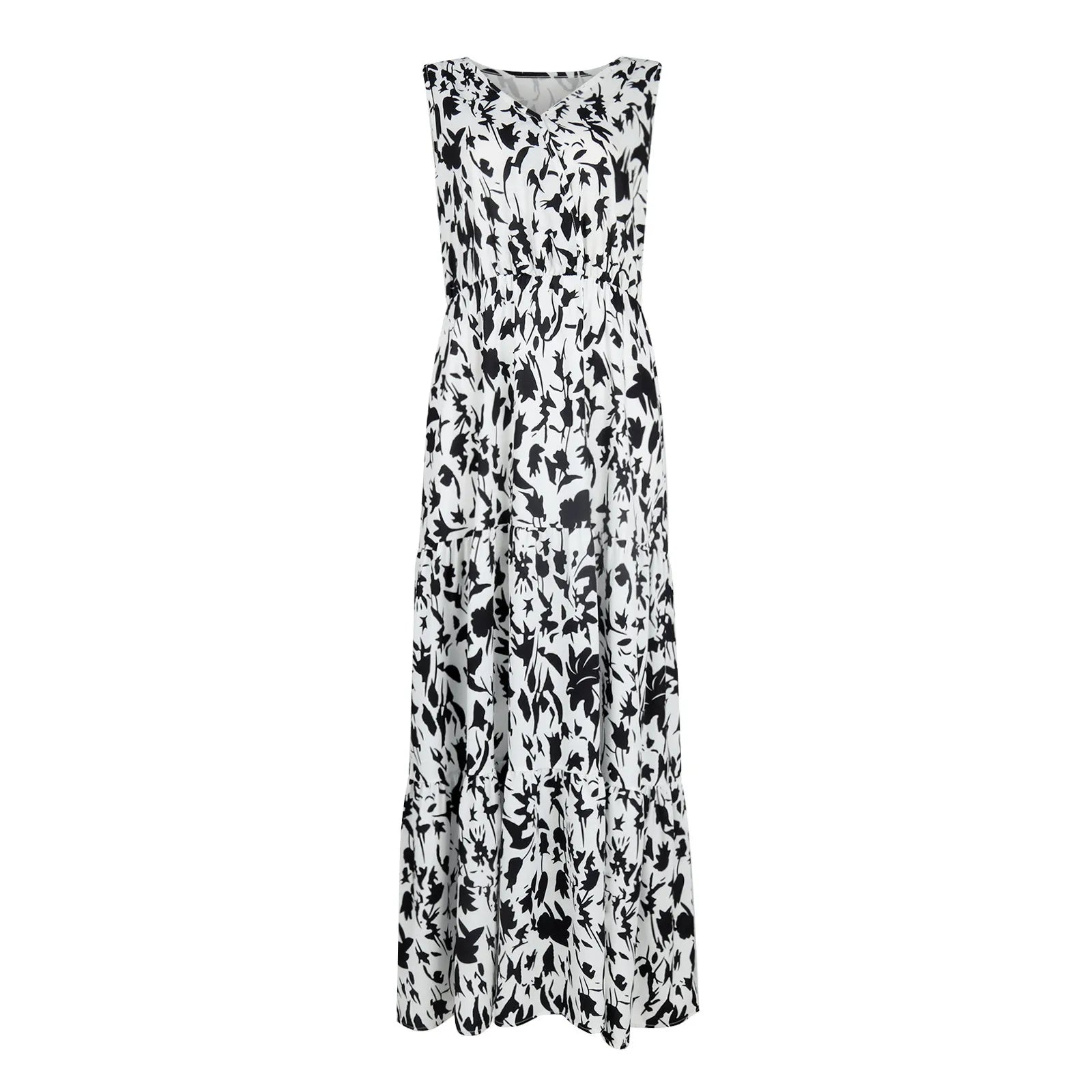 Floral Summer Dress With V Neck Suspender Flowing Fit