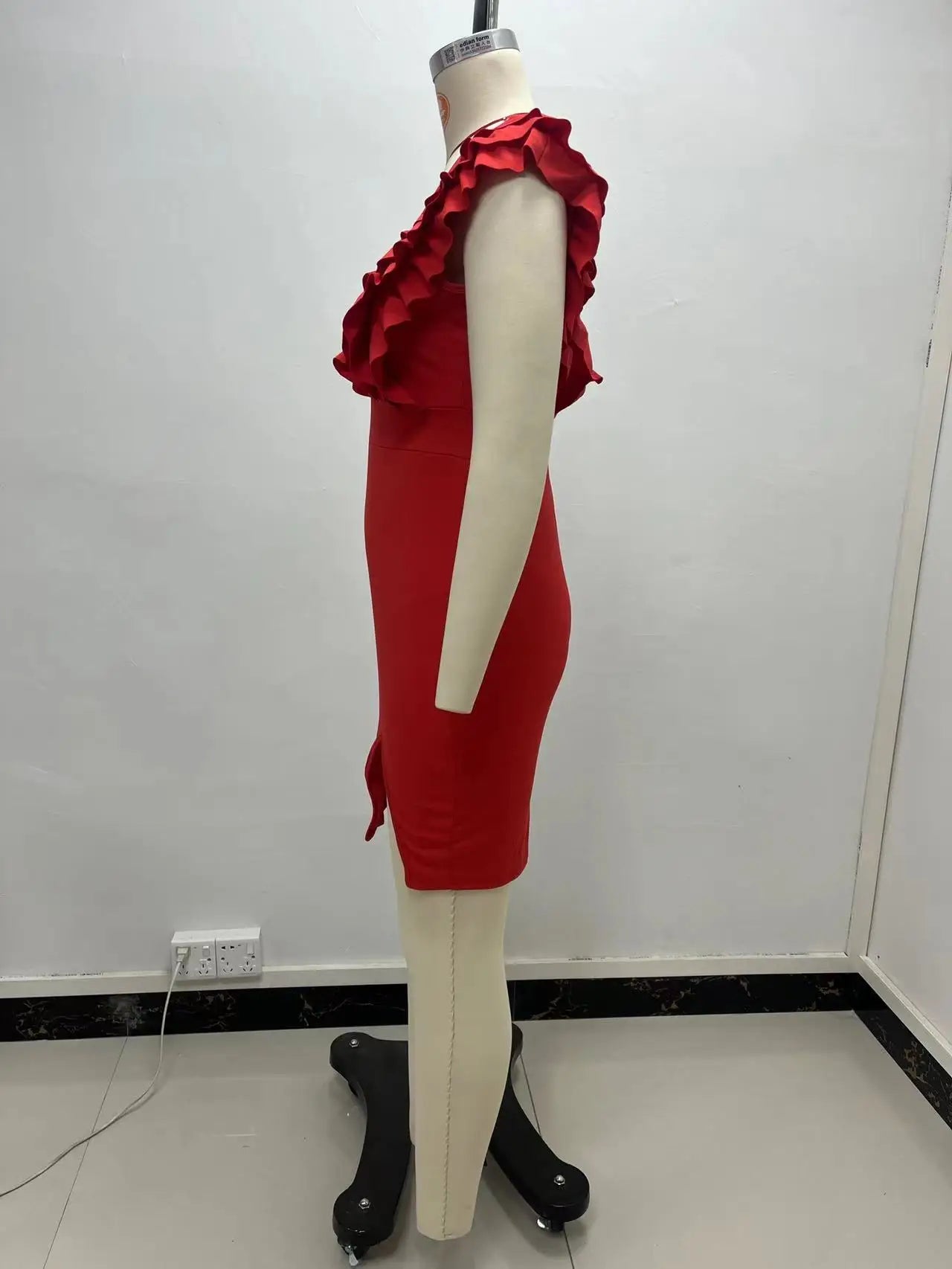 Solid Color Deep V Neck Pleated Mini Dress For Women