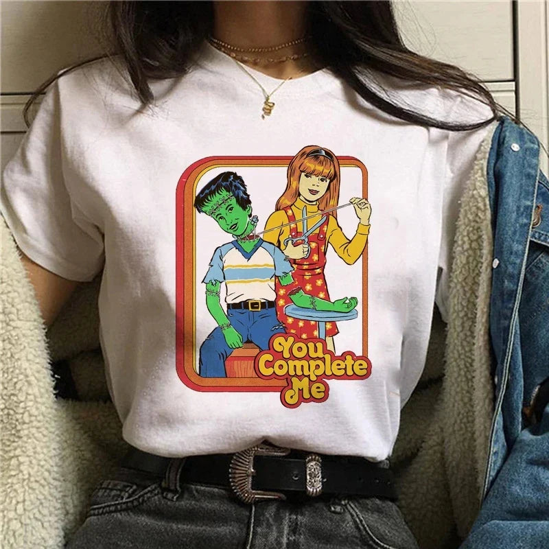 Harajuku Demon Graphic T Shirt Women Scary Devil Print Funny Satanism Tee