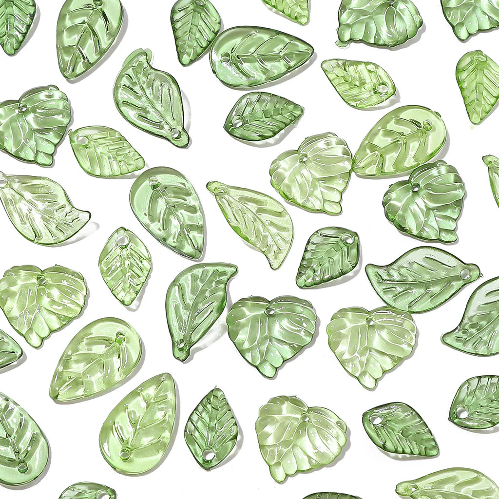 100 Pieces Mini Acrylic Tree Leaf Beads for DIY Handmade Jewelry Necklaces and Earrings Accessories
