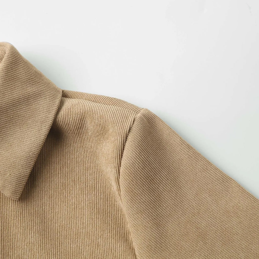 Corduroy Button Down Shirt Dress For Women Long Sleeves