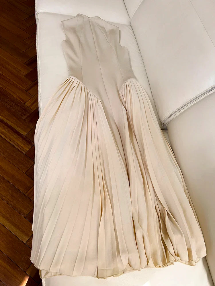 Elegant Square Collar Sleeveless High Waist Summer Dress