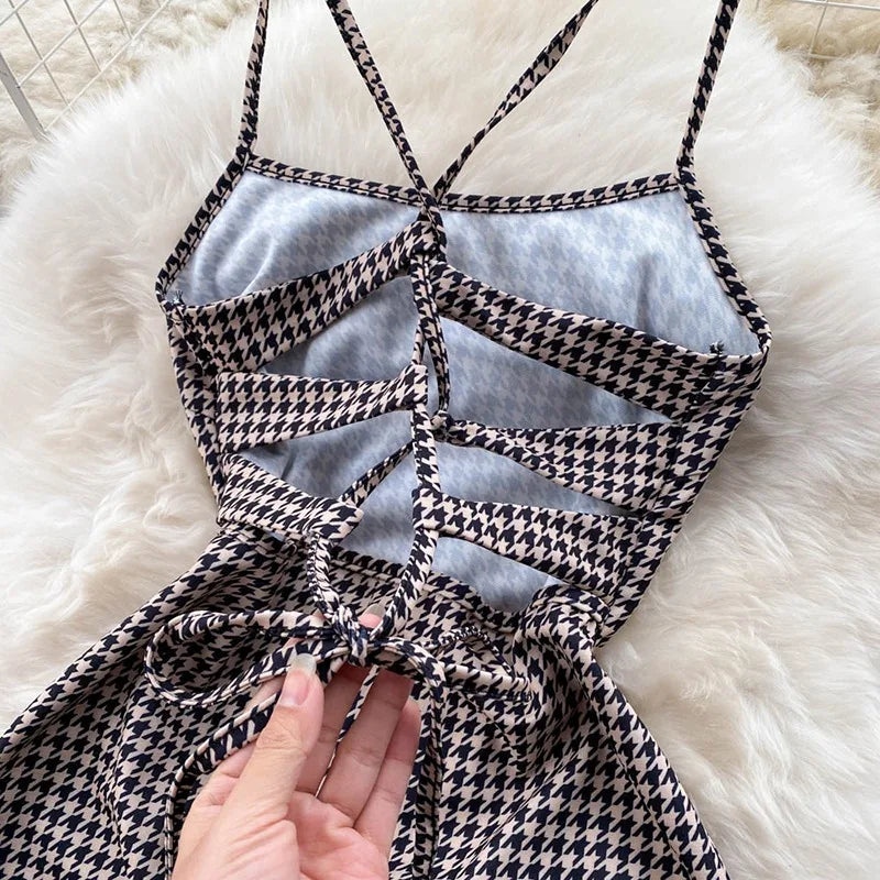 Sexy Floral Print Halter Backless Dress for Club and Summer