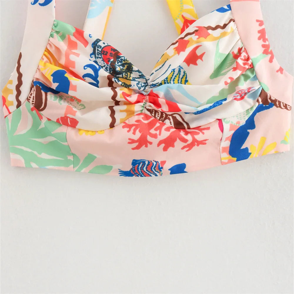 Chic Women's Summer Two-Piece Set Dopamine Style Half-Length Skirt and Matching Top Fashion Ensemble