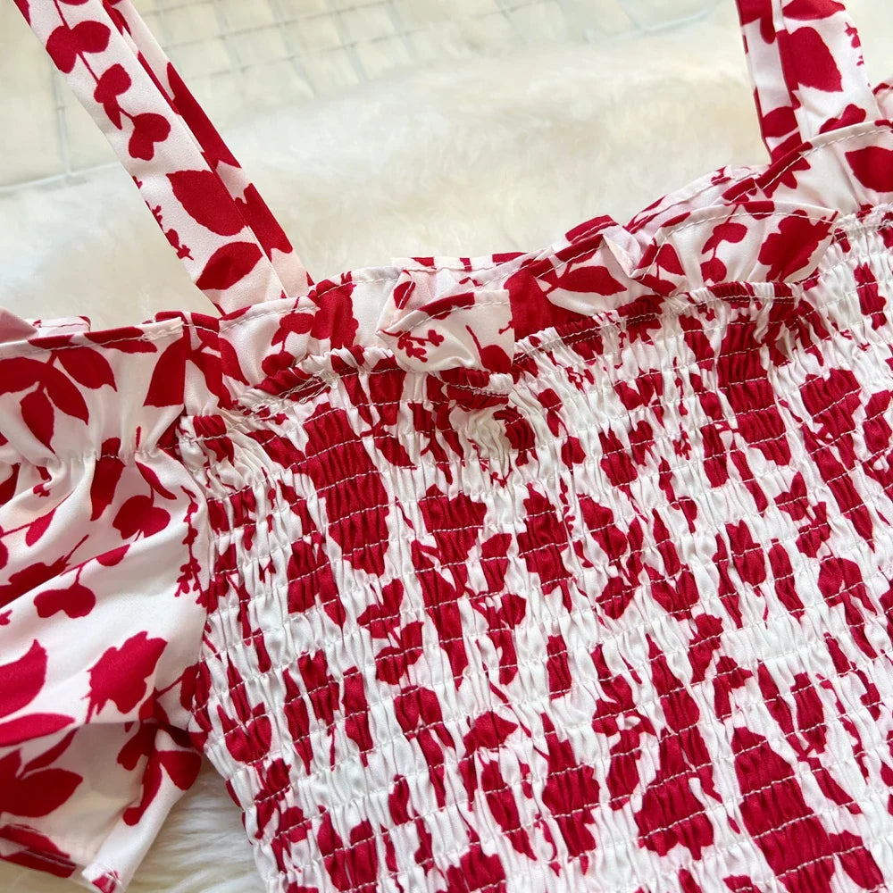 Floral Print Off Shoulder Summer Beach Dress For Women