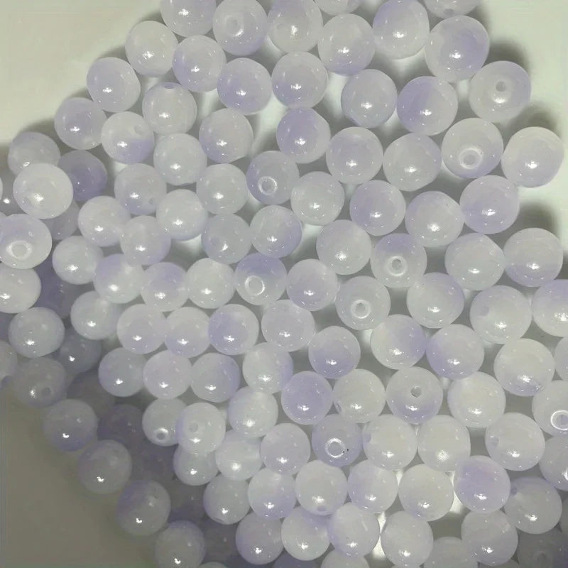 8mm Dual Color Glass Loose Beads for DIY Jewelry Making 50pcs Sweet Style Decorative Beads