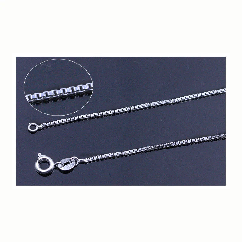 925 Sterling Silver Box Chain Necklace for Women and Children 40cm 0.8mm DIY Jewelry