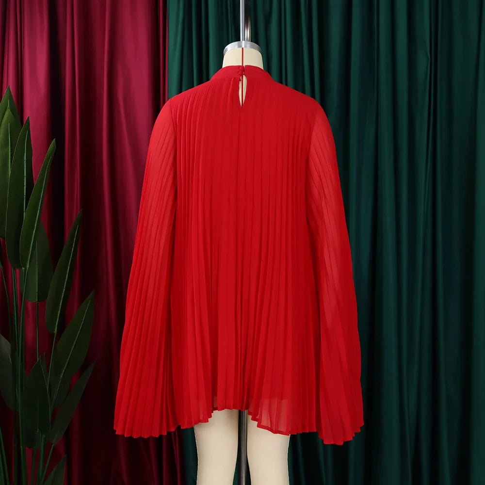 Elegant Chiffon Dress For Women Batwing Sleeve Knee Length