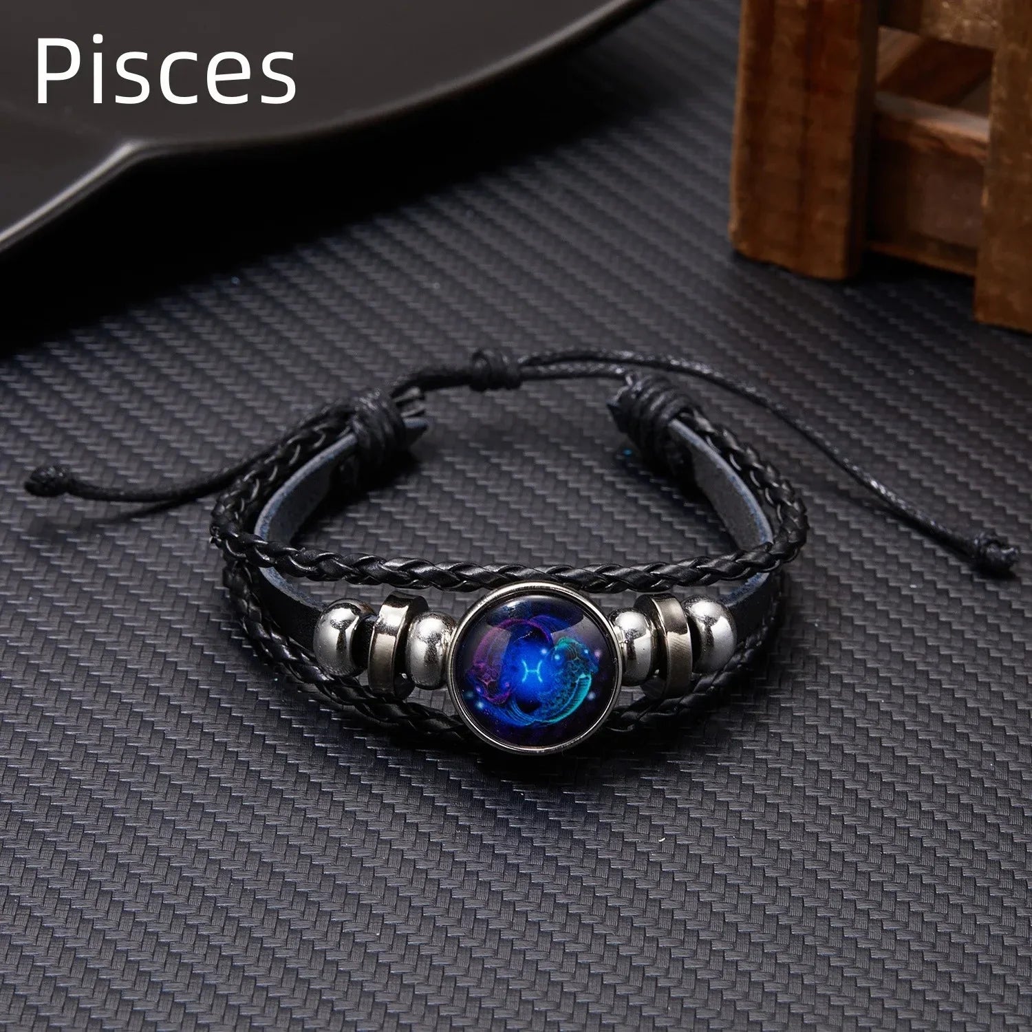 Luminous Zodiac Sign Charm Bracelet for Men and Women - Vintage Multilayer Wrap Leather Bangle Birthday Gift