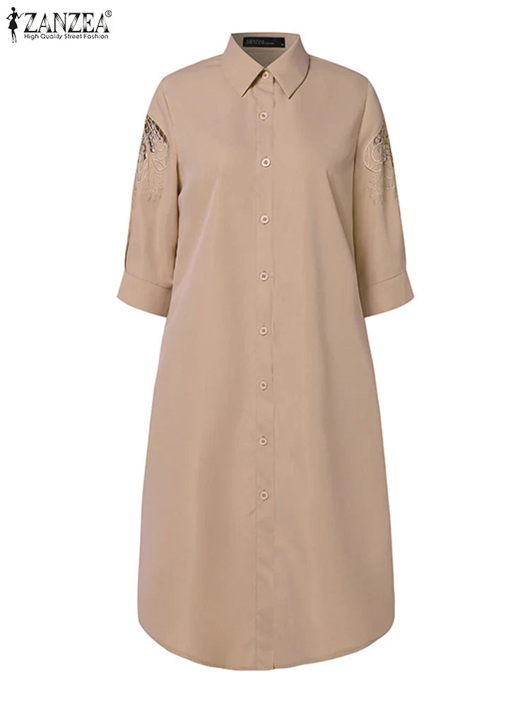 Lace Patchwork Knee Length Sundress For Women Loose