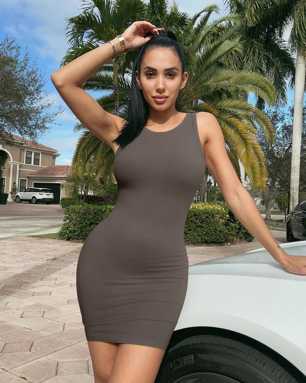Sexy Sleeveless Bodycon Dress For Women Mini Wrap Hip